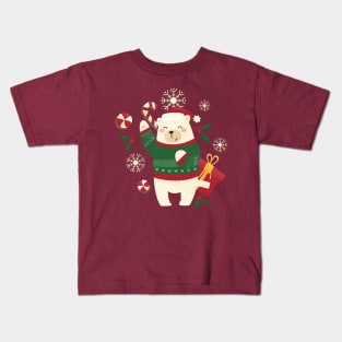 Happy Christmas Polar Bear Kids T-Shirt